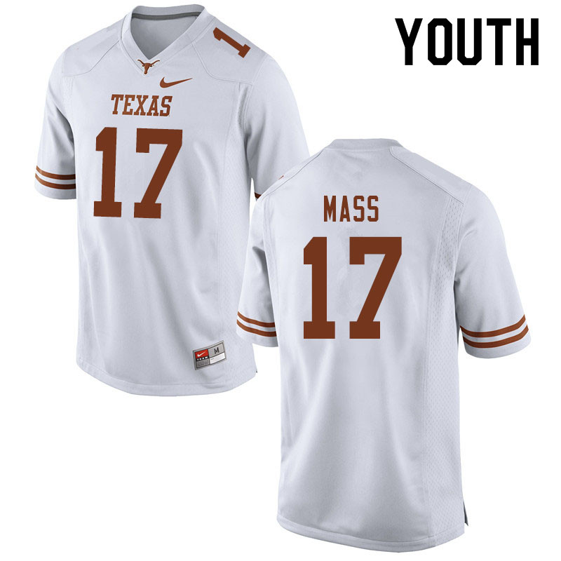 Youth #17 Myles Mass Texas Longhorns College Football Jerseys Sale-White